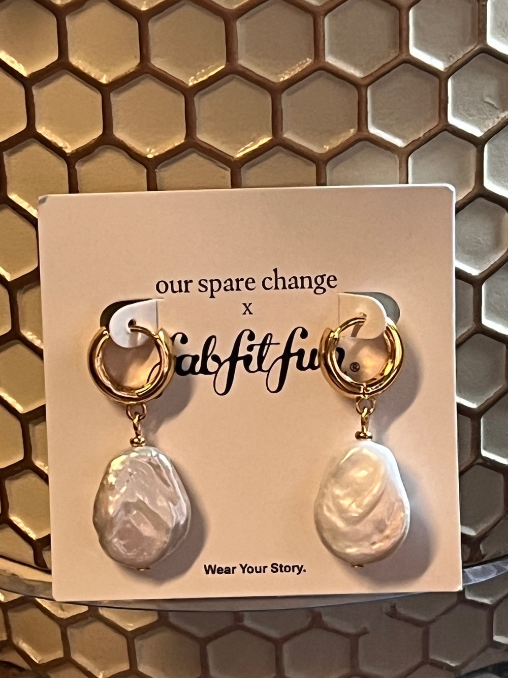 Gold Baroque Fresh Water Pearl Drops - White